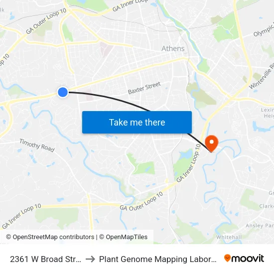 2361 W Broad Street to Plant Genome Mapping Laboratory map