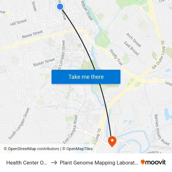 Health Center Ob 8 to Plant Genome Mapping Laboratory map
