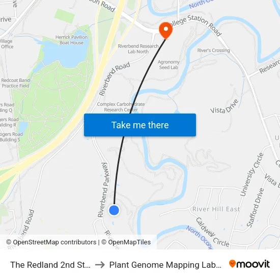 The Redland 2nd Stop Ib to Plant Genome Mapping Laboratory map