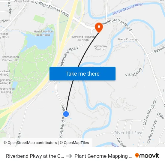 Riverbend Pkwy at the Club Apts Ib to Plant Genome Mapping Laboratory map