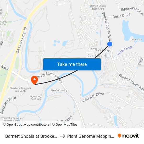 Barnett Shoals at Brookewood Mill Ob to Plant Genome Mapping Laboratory map