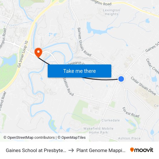 Gaines School at Presbyterian Church Ob to Plant Genome Mapping Laboratory map