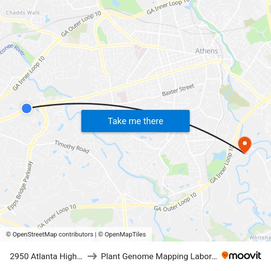 2950 Atlanta Highway to Plant Genome Mapping Laboratory map