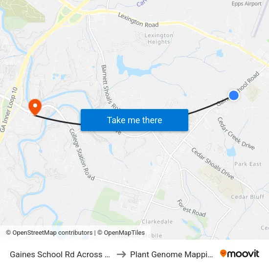 Gaines School Rd Across Ponderosa Dr Ib to Plant Genome Mapping Laboratory map