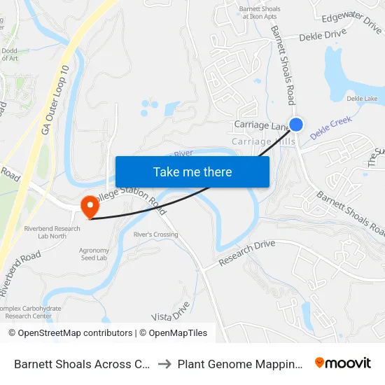 Barnett Shoals Across Carriage Ln Ib to Plant Genome Mapping Laboratory map