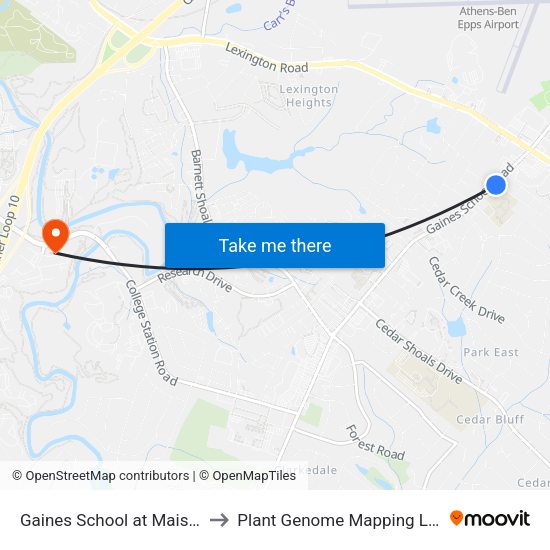 Gaines School at Maison Dr Ob to Plant Genome Mapping Laboratory map