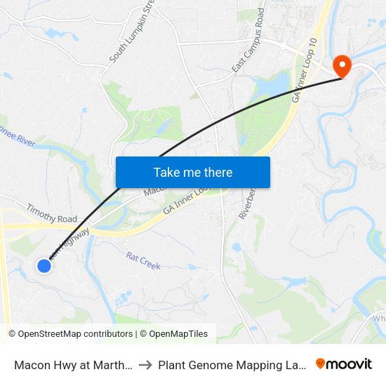 Macon Hwy at Martha Dr Ib to Plant Genome Mapping Laboratory map
