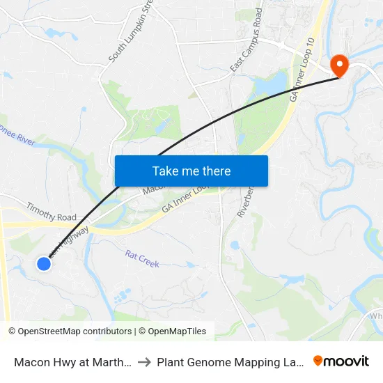 Macon Hwy at Martha Dr Ib to Plant Genome Mapping Laboratory map