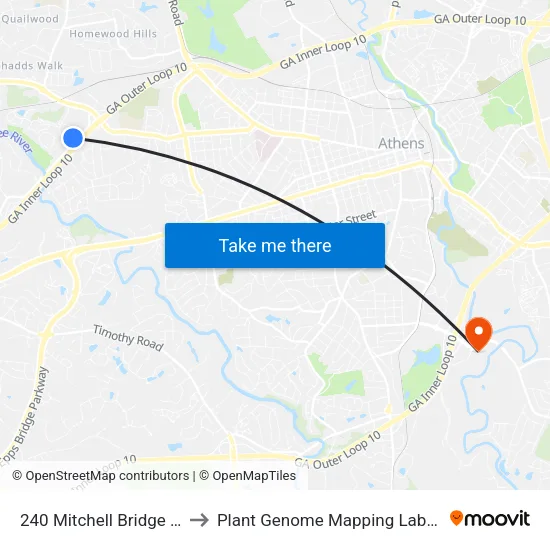 240 Mitchell Bridge Road to Plant Genome Mapping Laboratory map