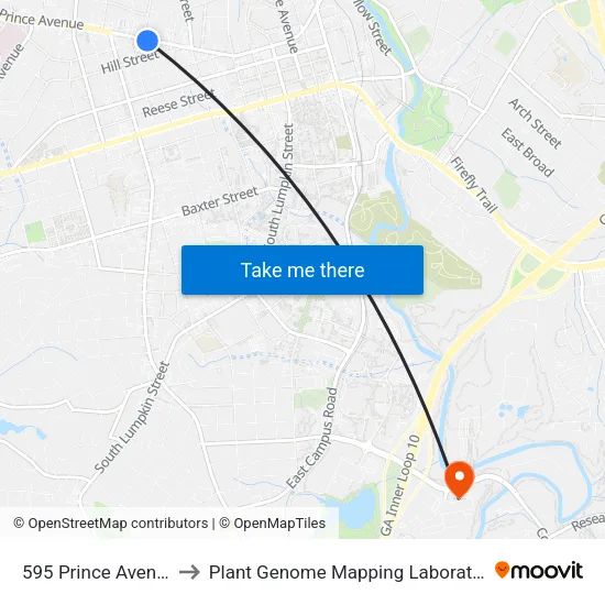 595 Prince Avenue to Plant Genome Mapping Laboratory map