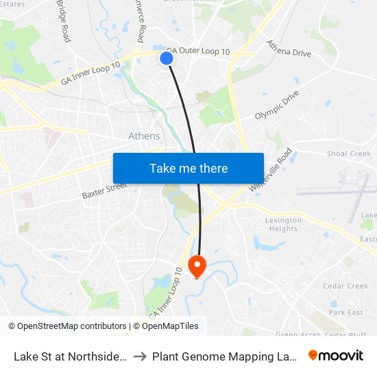 Lake St at Northside Dr Ob to Plant Genome Mapping Laboratory map