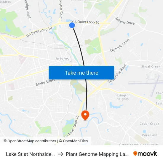 Lake St at Northside Dr Ob to Plant Genome Mapping Laboratory map