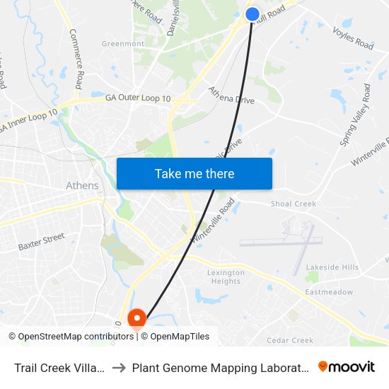 Trail Creek Village to Plant Genome Mapping Laboratory map