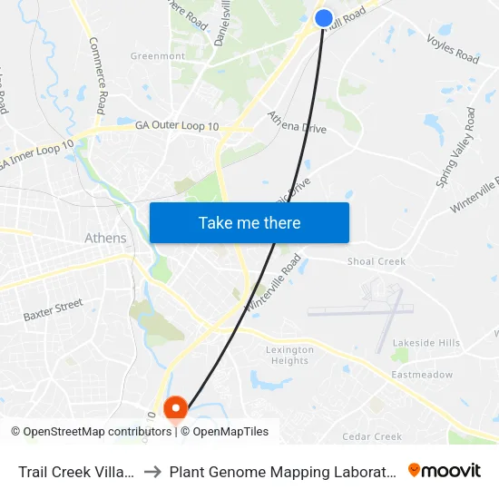 Trail Creek Village to Plant Genome Mapping Laboratory map