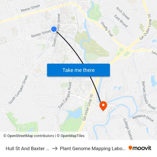 Hull St And Baxter St Ib to Plant Genome Mapping Laboratory map
