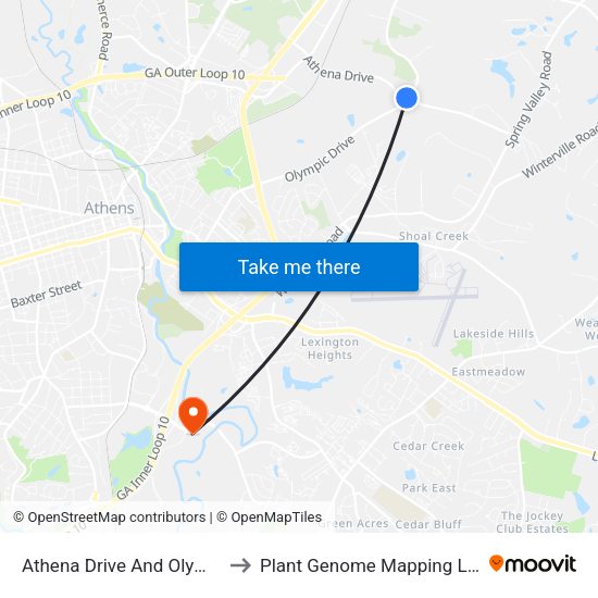 Athena Drive And Olympic Drive to Plant Genome Mapping Laboratory map