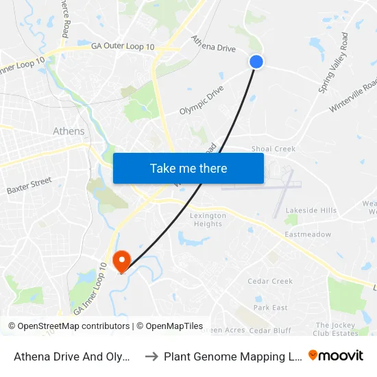 Athena Drive And Olympic Drive to Plant Genome Mapping Laboratory map