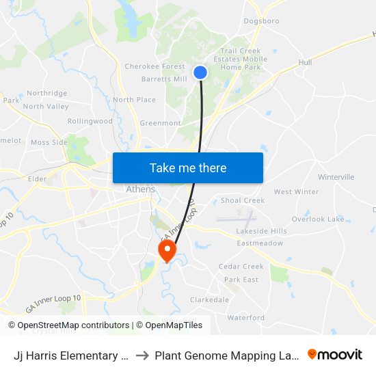 Jj Harris Elementary School to Plant Genome Mapping Laboratory map
