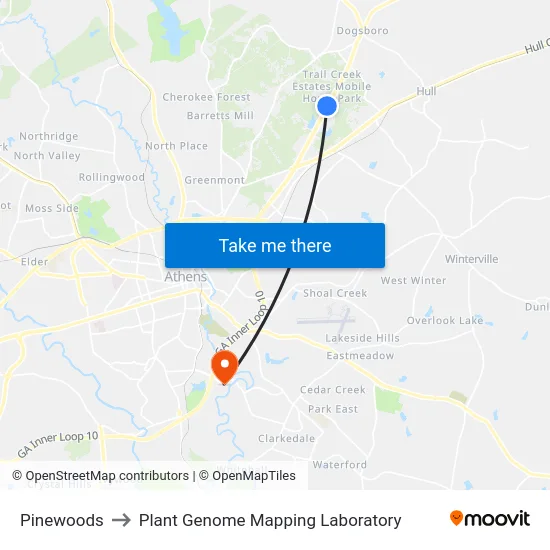 Pinewoods to Plant Genome Mapping Laboratory map