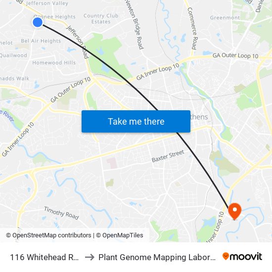 116 Whitehead Road to Plant Genome Mapping Laboratory map