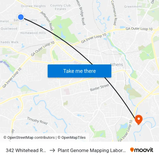 342 Whitehead Road to Plant Genome Mapping Laboratory map