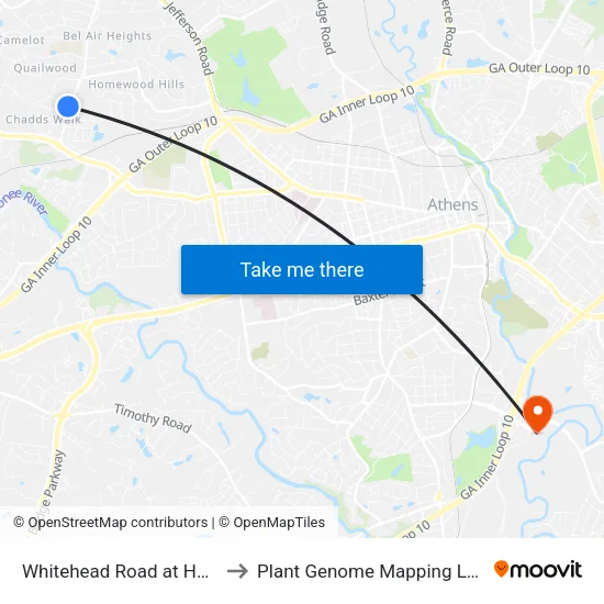 Whitehead Road at Hunt Road to Plant Genome Mapping Laboratory map