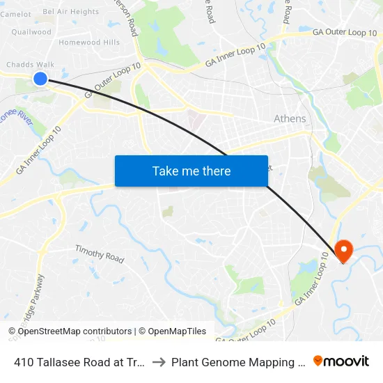 410 Tallasee Road at Traffic Circle to Plant Genome Mapping Laboratory map