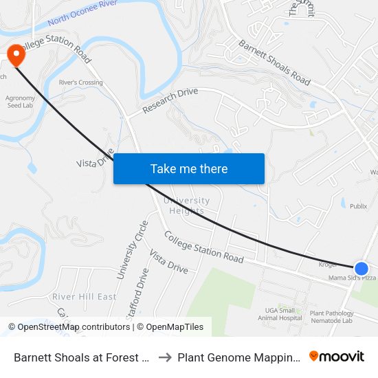 Barnett Shoals at Forest Road Inbound to Plant Genome Mapping Laboratory map