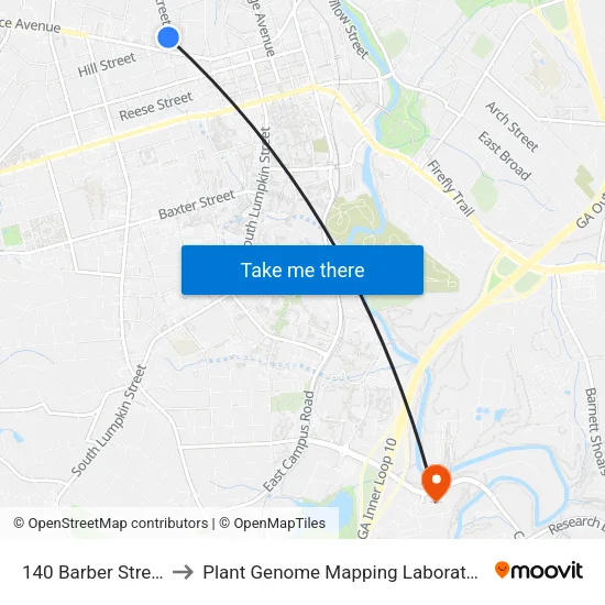 140 Barber Street to Plant Genome Mapping Laboratory map