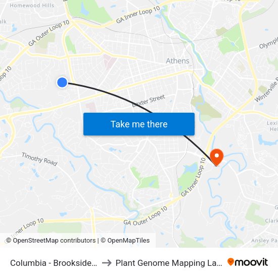 Columbia - Brookside Stop 1 to Plant Genome Mapping Laboratory map
