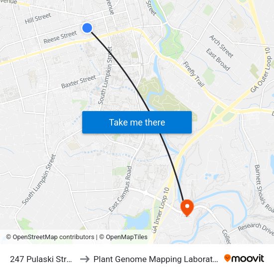 247 Pulaski Street to Plant Genome Mapping Laboratory map