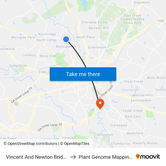 Vincent And Newton Bridge Hopehaven to Plant Genome Mapping Laboratory map