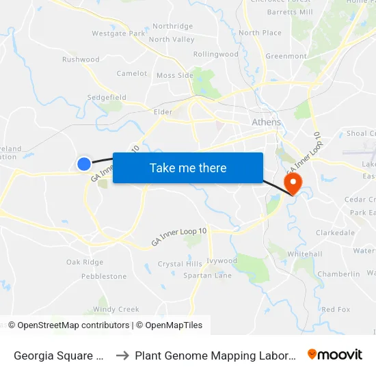 Georgia Square Mall to Plant Genome Mapping Laboratory map