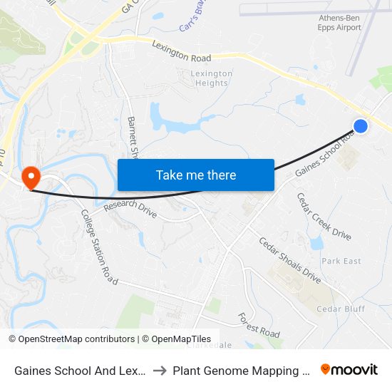 Gaines School And Lexington Ob to Plant Genome Mapping Laboratory map