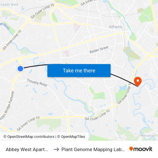 Abbey West Apartments to Plant Genome Mapping Laboratory map