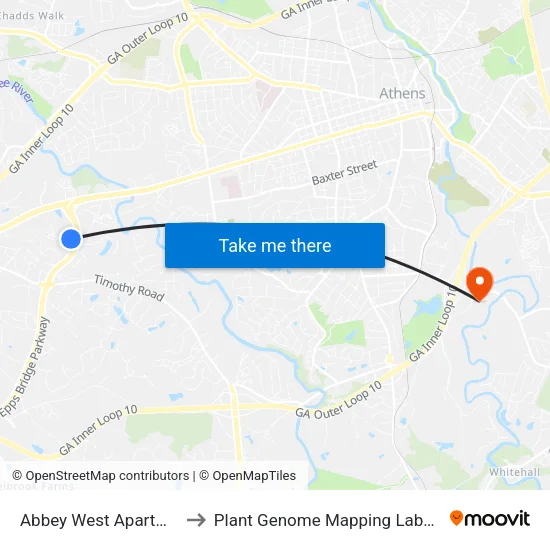 Abbey West Apartments to Plant Genome Mapping Laboratory map