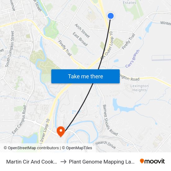 Martin Cir And Cook Dr Ob to Plant Genome Mapping Laboratory map