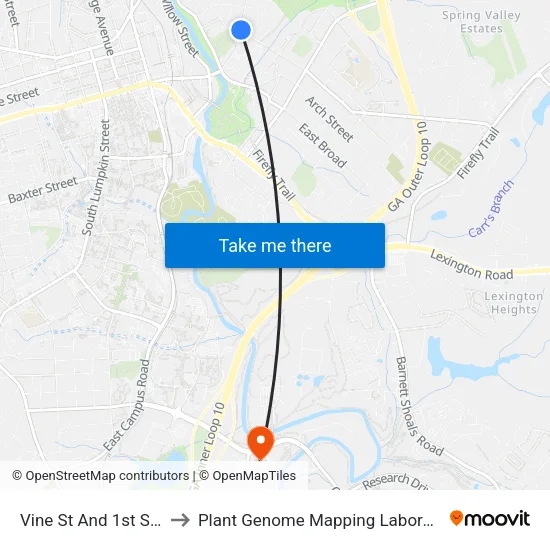 Vine St And 1st St Ib to Plant Genome Mapping Laboratory map
