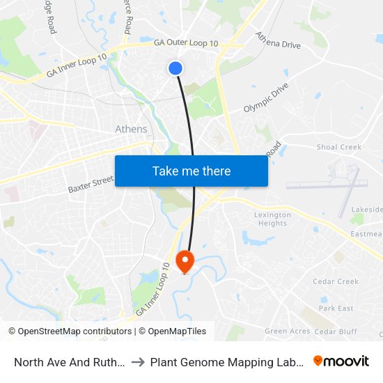 North Ave And Ruth St Ib to Plant Genome Mapping Laboratory map
