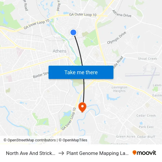 North Ave And Strickland Ib to Plant Genome Mapping Laboratory map