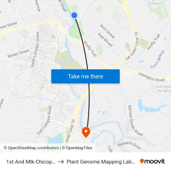 1st And Mlk-Chicopee Ib to Plant Genome Mapping Laboratory map