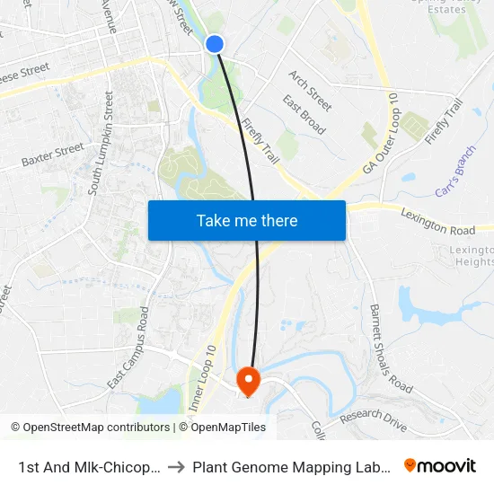 1st And Mlk-Chicopee Ib to Plant Genome Mapping Laboratory map
