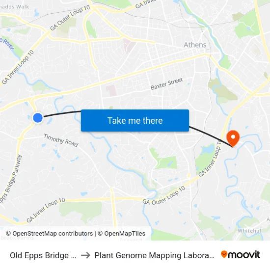 Old Epps Bridge Rd to Plant Genome Mapping Laboratory map