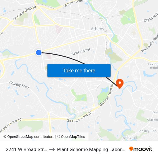 2241 W Broad Street to Plant Genome Mapping Laboratory map