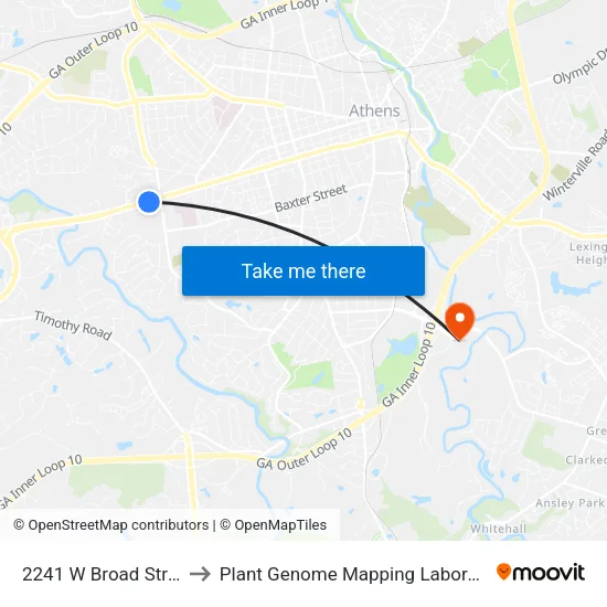 2241 W Broad Street to Plant Genome Mapping Laboratory map