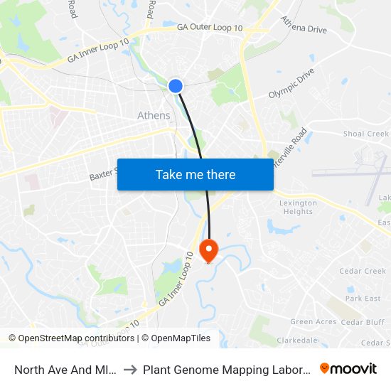 North Ave And Mlk Ib to Plant Genome Mapping Laboratory map