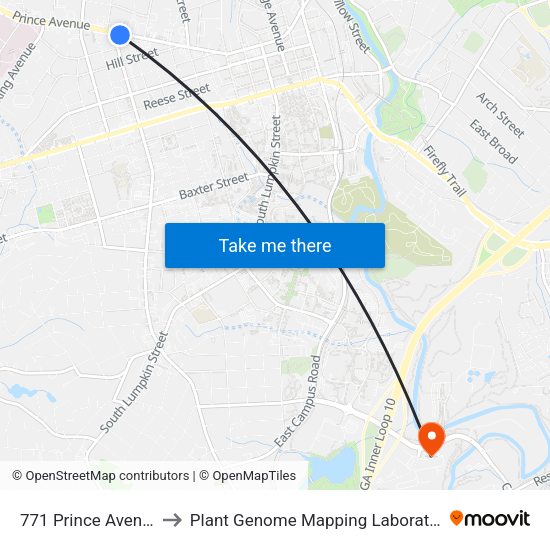 771 Prince Avenue to Plant Genome Mapping Laboratory map