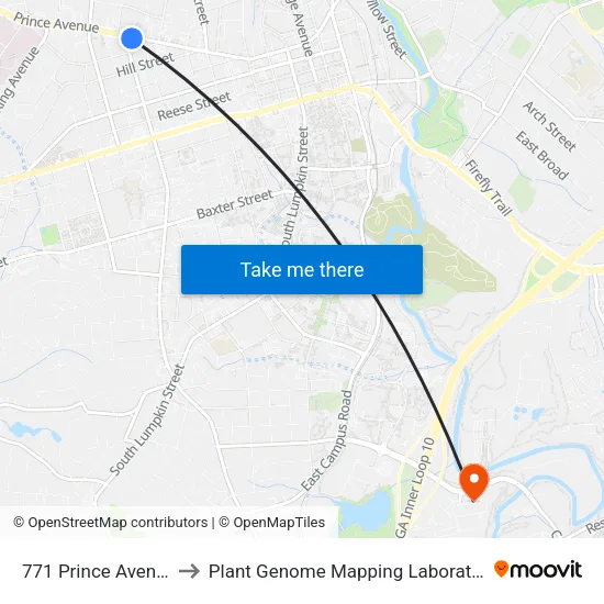 771 Prince Avenue to Plant Genome Mapping Laboratory map