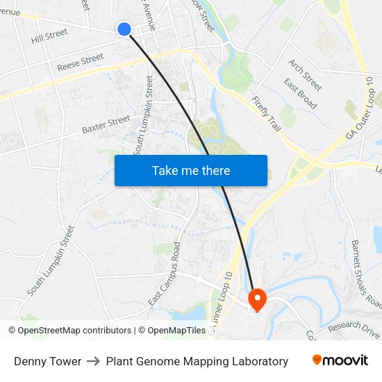 Denny Tower to Plant Genome Mapping Laboratory map