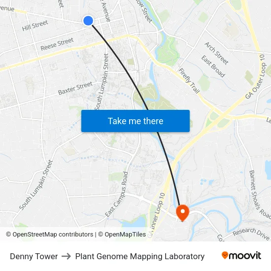 Denny Tower to Plant Genome Mapping Laboratory map